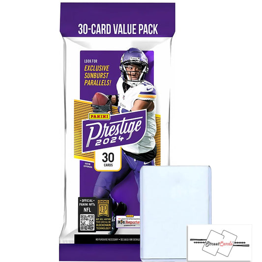 2024 Panini Prestige Football NFL Jumbo Value Pack with 30 Trading Cards + 1 Toploader + STREETCARDS Magnet!